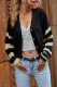 Street Striped Contrast V Neck Tops Sweater