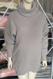 Fashion Solid Patchwork Turtleneck Tops