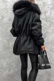 Street Punk Color Block Patchwork Mandarin Collar Outerwear