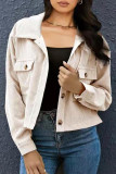 Fashion Solid Patchwork Buckle Turndown Collar Tops