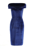 Sexy Solid Patchwork Off the Shoulder Pencil Skirt Dresses