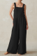 Casual Solid Patchwork Square Collar Straight Jumpsuits