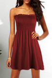 Fashion Casual Solid Patchwork Strapless Princess Dresses