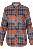 Casual Plaid Patchwork Turndown Collar Tops
