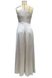 Fashion Elegant Solid Slit Oblique Collar Evening Dress Dresses