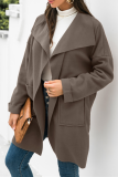 Casual Solid Patchwork Pocket Turndown Collar Outerwear