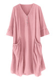 Fashion Casual Solid Patchwork Flounce V Neck One Step Skirt Dresses