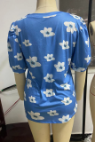 Casual Print Patchwork V Neck T-Shirts