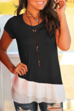 Fashion Casual Solid Patchwork O Neck Tops