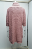 Casual Solid Slit Turtleneck Tops