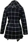 Fashion Elegant Plaid With Belt Asymmetrical Turndown Collar Outerwear