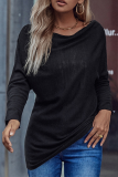 Casual Solid Basic Off the Shoulder Tops (Without Belt)