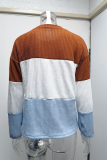 Fashion Casual Patchwork Contrast O Neck Tops