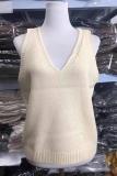 Casual Solid Basic V Neck Tops Sweater