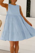 Fashion Casual Solid Patchwork O Neck Princess Dresses