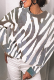 Street Striped Patchwork Contrast O Neck Tops