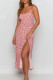 Fashion Street Print Slit Spaghetti Strap A Line Dresses