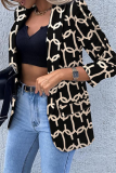Fashion Casual Print Patchwork Turndown Collar Outerwear