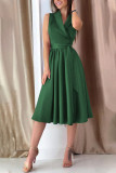 Fashion Sexy Solid Frenulum V Neck A Line Dresses