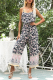 Elegant Floral Patchwork Flounce Strapless Straight Jumpsuits