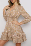 Fashion Street Print Patchwork V Neck Princess Dresses