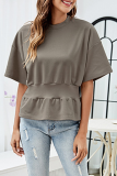 Casual Solid Patchwork O Neck Tops