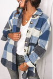 Casual Plaid Patchwork Turndown Collar Tops