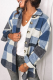 Casual Plaid Patchwork Turndown Collar Tops