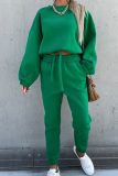 Fashion Casual Solid Patchwork Frenulum O Neck Long Sleeve Two Pieces