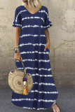 Casual Striped Patchwork V Neck Straight Dresses