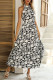Fashion Street Print Patchwork Halter A Line Dresses