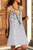 Fashion Casual Print Patchwork Spaghetti Strap A Line Dresses