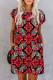 Fashion Street Print Patchwork O Neck A Line Dresses
