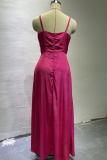 Fashion Solid Flounce Spaghetti Strap Waist Skirt Dresses