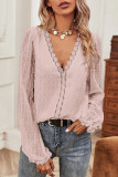 Fashion Street Solid Patchwork V Neck Tops