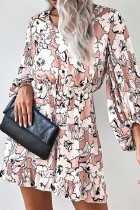 Fashion Casual Print Patchwork V Neck A Line Dresses