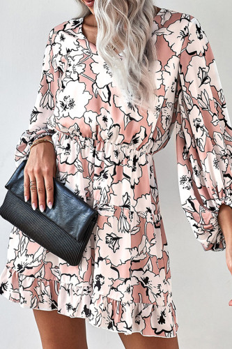 Fashion Casual Print Patchwork V Neck A Line Dresses