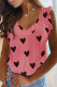 Fashion Casual Print Patchwork V Neck T-Shirts