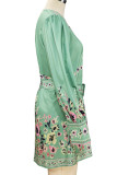 Bohemian Elegant Print Printing V Neck A Line Dresses