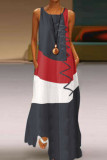 Fashion Casual Print Basic O Neck Long Dress