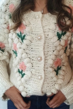Casual Patchwork Hollowed Out Cardigan Collar Tops
