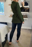 Fashion Work Solid Pocket Turn-back Collar Outerwear