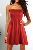 Fashion Casual Solid Patchwork Strapless Princess Dresses
