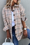 Casual Vintage Plaid Patchwork Buckle Turndown Collar Outerwear
