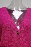 Casual Solid Pocket Buttons V Neck Tops