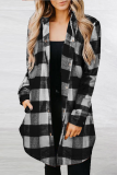 Casual Plaid Patchwork Turndown Collar Tops