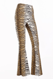 Fashion Street Animal Print Leopard Patchwork Basic Boot Cut High Waist Full Print Bottoms