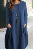 Fashion Solid Patchwork O Neck Straight Dresses