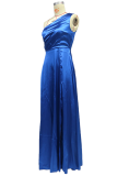 Fashion Elegant Solid Slit Oblique Collar Evening Dress Dresses