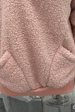 Casual Solid Pocket Zipper Turndown Collar Tops